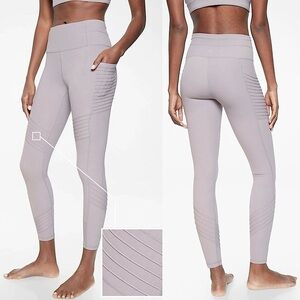 Athleta Stash Pocket Moto High Rise Yoga Tight In Powervita / Lilac Stone Sz S